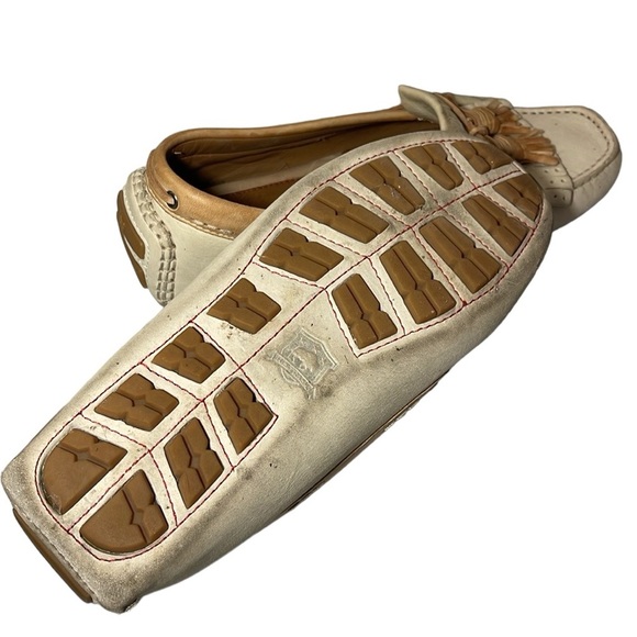 H. S. TRASK women’s Leather grey blue loafers 8M - Picture 3 of 5